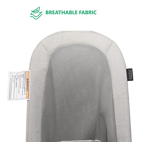 Evolur Koko Portable Infant Bouncer in Grey, Breathable Fabric, Removable Seat Cover, Easy to Clean Baby Bouncer