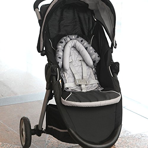 Travel Bug Baby & Toddler 2-in-1 Head Support Duo Head Support for Car Seats, Strollers & Bouncers (Black/Grey/White)