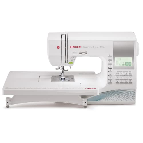 SINGER | Quantum Stylist 9960 Computerized Portable Sewing Machine with 600-Stitches Electronic Auto Pilot Mode, Extension Table and Bonus Accessories, Perfect for Customizing Projects