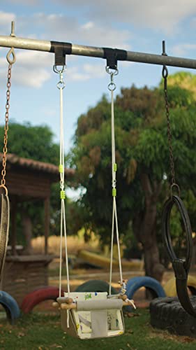 Troispot Comfortable Baby Swing Seat, Secure Canvas and Wooden Hanging Swing Chair for Baby, Infant, Toddler, Child, Kids Toys, Indoor Outdoor Hammock for Playground, Tree Swings or Backyard, A2