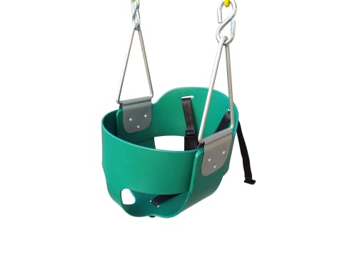 Toddler Bucket Swing Seat - Patent Pending & Exclusive Safety Harness - High Back Full Bucket Toddler Swing Seat w/ Heavy-Duty Plastic-Coated Chains - Safari Products USA