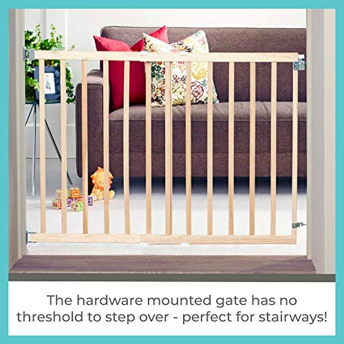 Toddleroo by North States 42" wide Stairway Swing Baby Gate: Ideal for standard stairways. Swing control hinge & one hand operation. Hardware Mount. Fits 28"- 42" wide (30" Tall, Sustainable Hardwood)