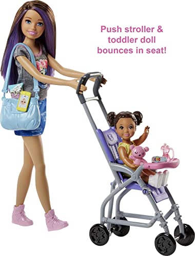 Barbie Babysitting Playset with Skipper Doll, Baby Doll, Bouncy Stroller and Themed Accessories [Amazon Exclusive]