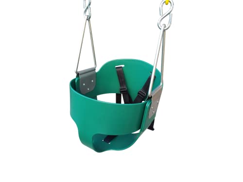 Toddler Bucket Swing Seat - Patent Pending & Exclusive Safety Harness - High Back Full Bucket Toddler Swing Seat w/ Heavy-Duty Plastic-Coated Chains - Safari Products USA