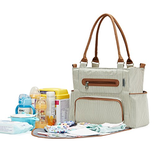 SoHo Grand Central Station Diaper Bag 7Pc, Striped