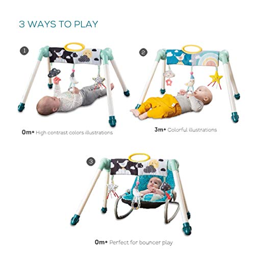 Taf Toys Mini Moon Take-to-Play Baby Activity Gym | Newborn All Time Entertainment, Double Sided for 2 Developmental Stages, Foldable, Easy Storage and Mobility, Perfect to Use with Bouncers.