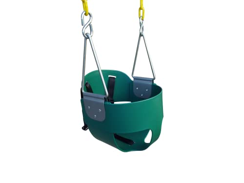 Toddler Bucket Swing Seat - Patent Pending & Exclusive Safety Harness - High Back Full Bucket Toddler Swing Seat w/ Heavy-Duty Plastic-Coated Chains - Safari Products USA