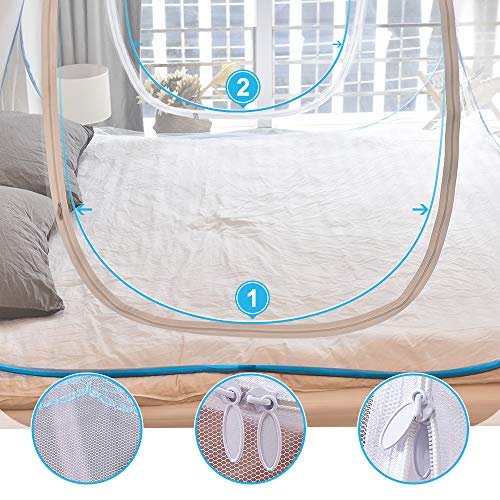 Yoosion Anti Mosquito Nets Pop Up Mosquito Net Bed Tent with Bottom 200(L)180(W)150(H) Mosquito Nettings Folding Portable for Baby Toddlers Kids Adult