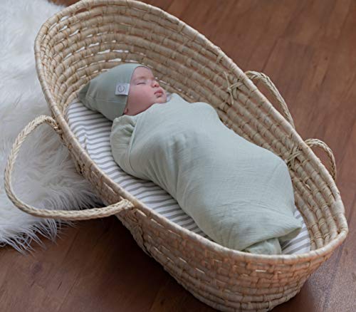 Waterproof Bassinet Sheet,No Need for Bassinet Mattress Pad Cover, 2 Pack Taupe Splash & Stripes,Unisex for Baby Boy and Baby Girl