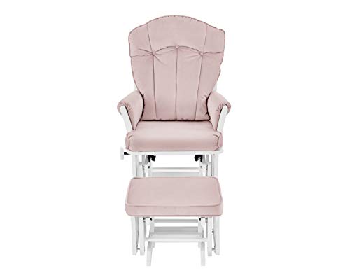 Suite Bebe Victoria Glider and Ottoman in Pink and White - Quick Ship