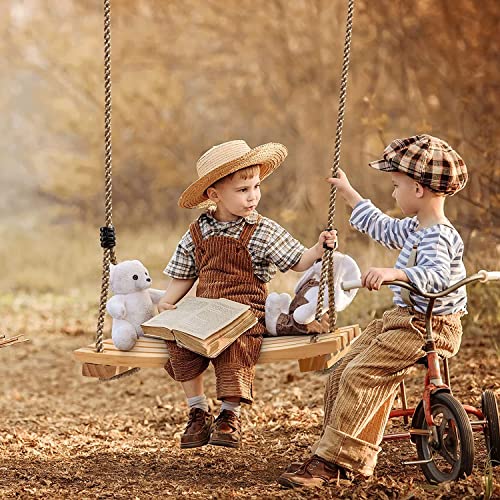 Yangbaga Wooden Swing Hanging Tree Swings, Wood Swings Seat 19.79.80.78to Adult Kids Children with Adjustable Hemp Rope Plus Tree Straps inch and 2 Carabiner Hooks-for Park or Home for Kids