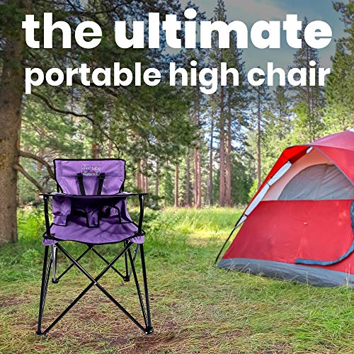 ciao! baby Portable High Chair for Travel, Frustration Free Fold Up High Chair with Easy Clean Tray, Purple