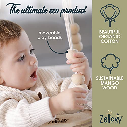 ZELLOVY Macrame Baby Swing | Boho Baby Swing for Infants & Toddler | Baby Hammock Swing for Indoor & Outdoor | Hanging Rope Baby Gift Swing | Handmade Crochet Baby Swing | Portable Baby Swing Chair