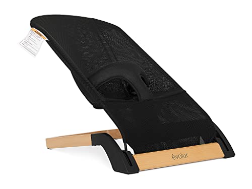Evolur Koko Portable Infant Bouncer in Black Breathable Fabric