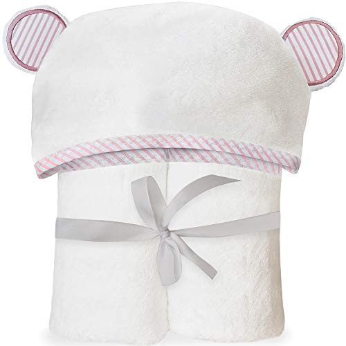 Ultra Soft Bamboo Hooded Baby Towel - Hooded Bath Towels with Ears for Babies, Toddlers - Large Baby Towel - Cute for Boys and Girls - Pink by San Francisco Baby