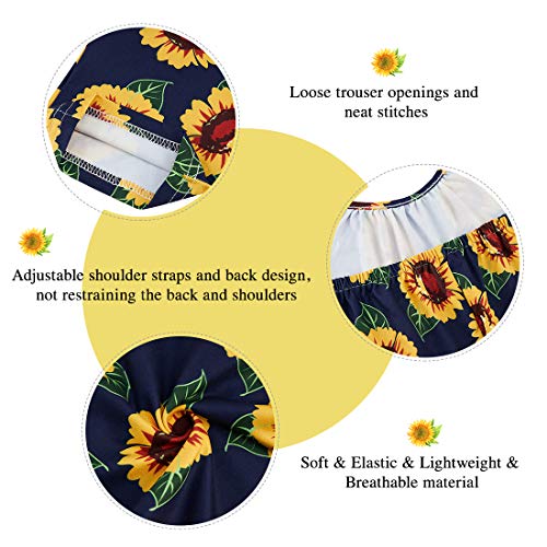 RAISEVERN Toddler Romper Jumpsuit Sunflower Infant Girl Harem Slouch Jumpsuits Kid Jumpers Summer Sleeveless Beach Party Cute Clothing with Pocket Size 2T 3T