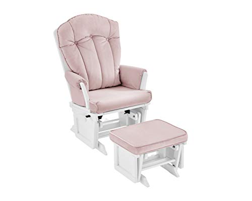 Suite Bebe Victoria Glider and Ottoman in Pink and White - Quick Ship