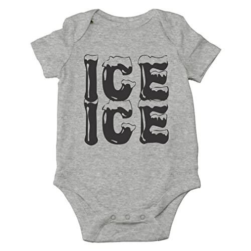 AW Fashions Ice Ice Baby - Parody Cute Novelty Funny Infant One-Piece Baby Bodysuit (Newborn, Sports Grey)