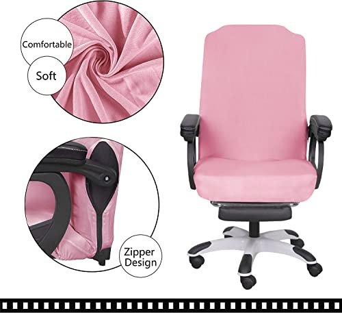 SARAFLORA Pink Office Chair Covers Stretch Washable Computer Chair Slipcovers for Universal Rotating Boss Chair Large Size