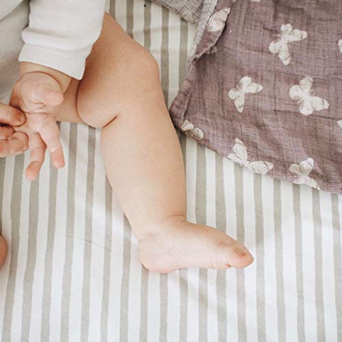 Waterproof Bassinet Sheet,No Need for Bassinet Mattress Pad Cover, 2 Pack Taupe Splash & Stripes,Unisex for Baby Boy and Baby Girl