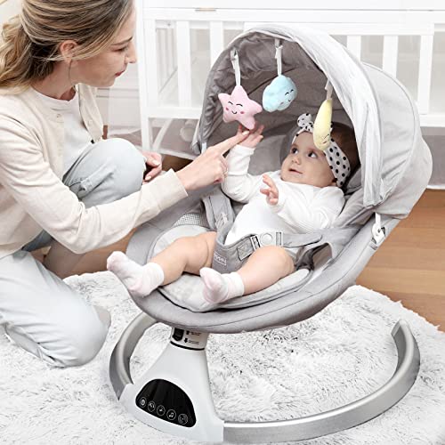 Baby Swings for Infants to Toddler Baby Rocker Baby Bouncer for Baby, Motorized Bluetooth Swing, Music Speaker with 10 Preset Lullabies, Remote Control