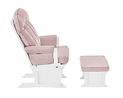 Suite Bebe Victoria Glider and Ottoman in Pink and White - Quick Ship