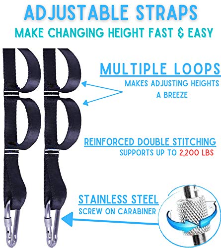 Roman Ventures Tree Swing Hanging Kit- Extra Long Adjustable Tree Swing Straps + 2 Tree Protectors + 2 Locking Carabiners + Swivel Tree Swing Kit For Swings, Hammocks & Tire Swings (10 Foot Strap Kit)