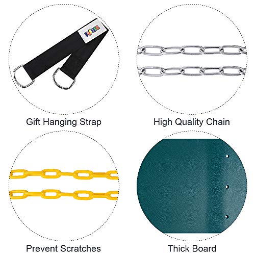 ZNCMRR 2 Pack Swings Seats Heavy Duty with 66" Chain Plastic Coated, Playground Swing Set Accessories Replacement with Snap Hooks and Hanging Strap