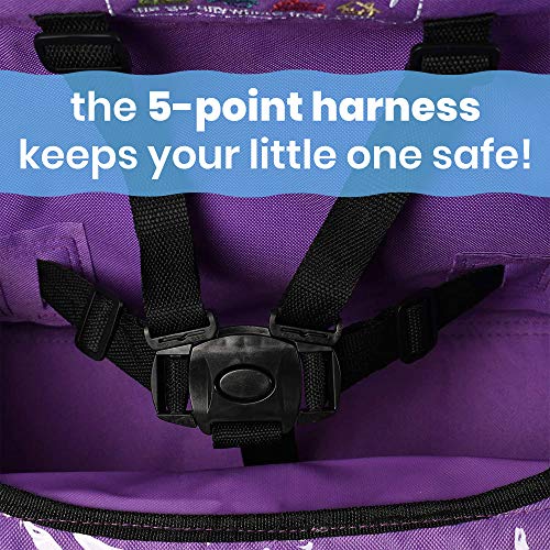 ciao! baby Portable High Chair for Travel, Frustration Free Fold Up High Chair with Easy Clean Tray, Purple