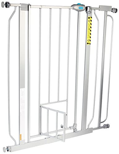 Carlson Extra Tall Walk Through Pet Gate with Small Pet Door, Includes 4-Inch Extension Kit, 4 Pack Pressure Mount Kit and 4 Pack Wall Mount Kit, Platinum