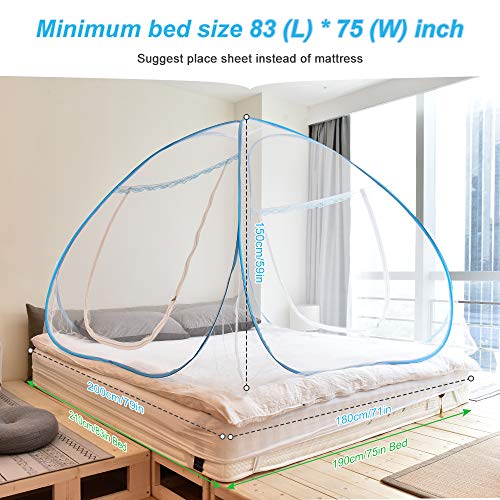 Yoosion Anti Mosquito Nets Pop Up Mosquito Net Bed Tent with Bottom 200(L)180(W)150(H) Mosquito Nettings Folding Portable for Baby Toddlers Kids Adult