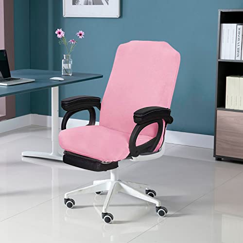 SARAFLORA Pink Office Chair Covers Stretch Washable Computer Chair Slipcovers for Universal Rotating Boss Chair Large Size