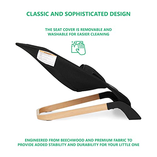 Evolur Koko Portable Infant Bouncer in Black Breathable Fabric