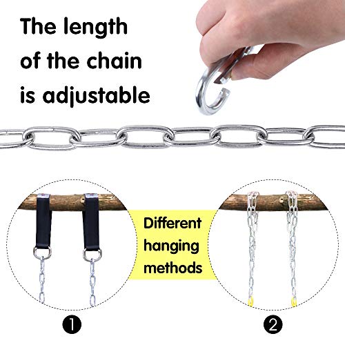 ZNCMRR 2 Pack Swings Seats Heavy Duty with 66" Chain Plastic Coated, Playground Swing Set Accessories Replacement with Snap Hooks and Hanging Strap