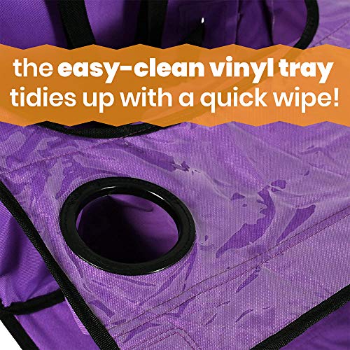 ciao! baby Portable High Chair for Travel, Frustration Free Fold Up High Chair with Easy Clean Tray, Purple