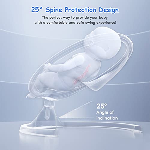 Baby Swings with 5 Swing Options, Bluetooth Function, Built-in Lullabies, with 10 Preset Lullabies, Remote Control,Light Gray