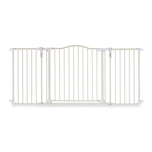 Toddleroo by North States 72 wide Deluxe Décor Gate: Perfect safety solution for extra wide spaces with added one hand functionality. Hardware Mount. Fits 38.3 - 72 wide. (30" tall, Soft White)