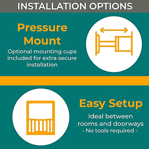 Toddleroo by North States 38.1" Wide Essential Walk Thru Gate: Ideal for securing hallways or doorways. Extra Wide Doorway. Pressure Mount. Fits 29.8"-38.1" Wide (30" Tall, White)