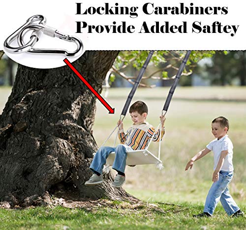 Roman Ventures Tree Swing Hanging Kit- Extra Long Adjustable Tree Swing Straps + 2 Tree Protectors + 2 Locking Carabiners + Swivel Tree Swing Kit For Swings, Hammocks & Tire Swings (10 Foot Strap Kit)