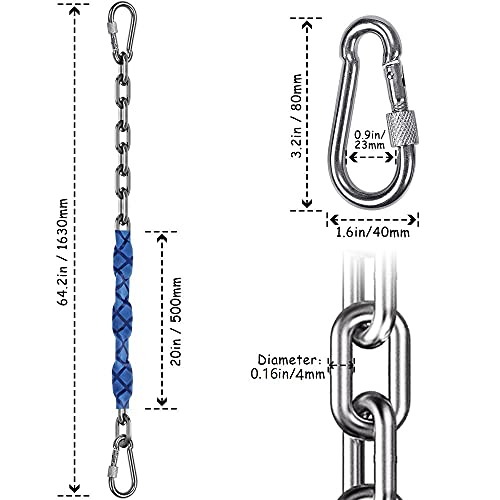 ZGCY 2 Stainless Steel Chains (84") Swing Chains, Heavy Duty Swing Hardware,4 Quick Connection Buckles, Indoor and Outdoor Playground Swings, hammocks, sandbags, 1000 lb Capacity Silver