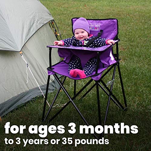 ciao! baby Portable High Chair for Travel, Frustration Free Fold Up High Chair with Easy Clean Tray, Purple