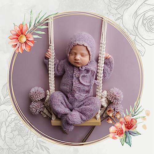 Baby Swings Vintage Infants Wooden Swings Multifunctional Baby Hanging Chair Photo Background Props Swing Seats Photography for Newborn Boys Girls (A-White)