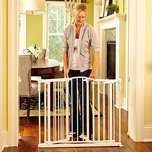 Toddleroo by North States 72 wide Deluxe Décor Gate: Perfect safety solution for extra wide spaces with added one hand functionality. Hardware Mount. Fits 38.3 - 72 wide. (30" tall, Soft White)