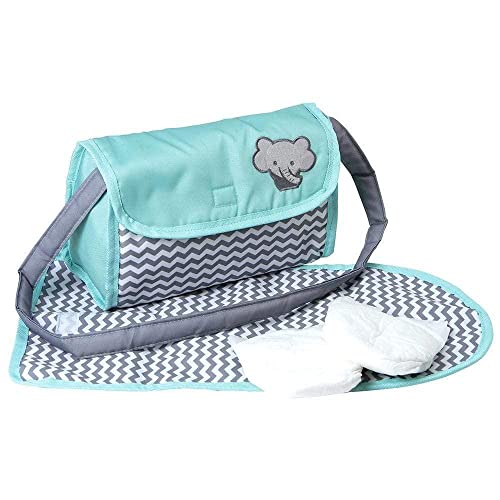 Adora Zig Zag Diaper Bag For Baby Doll Accessories in Teal Pattern Design