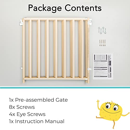 Toddleroo by North States 103" Wide Extra Wide Swing Baby Gate: Perfect for Oversized Spaces. No Threshold. One Hand Operation. Hardware Mount. Fits 60"- 103" Wide (27" Tall, Sustainable Hardwood)