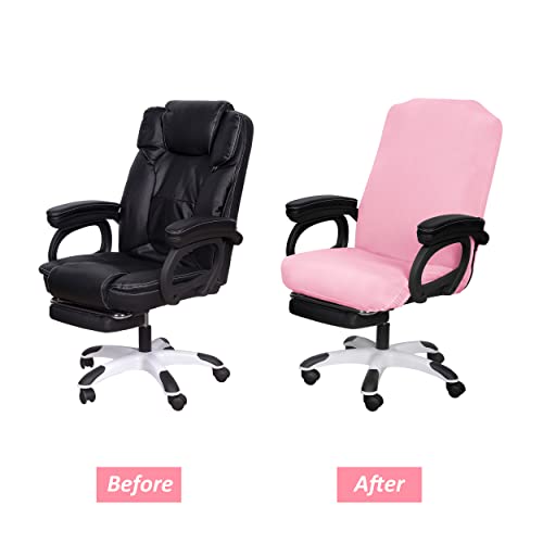 SARAFLORA Pink Office Chair Covers Stretch Washable Computer Chair Slipcovers for Universal Rotating Boss Chair Large Size