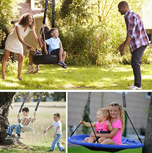 Roman Ventures Tree Swing Hanging Kit- Extra Long Adjustable Tree Swing Straps + 2 Tree Protectors + 2 Locking Carabiners + Swivel Tree Swing Kit For Swings, Hammocks & Tire Swings (10 Foot Strap Kit)