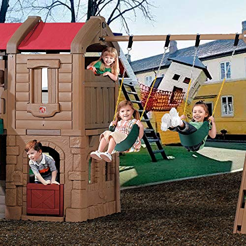 ZNCMRR 2 Pack Swings Seats Heavy Duty with 66" Chain Plastic Coated, Playground Swing Set Accessories Replacement with Snap Hooks and Hanging Strap