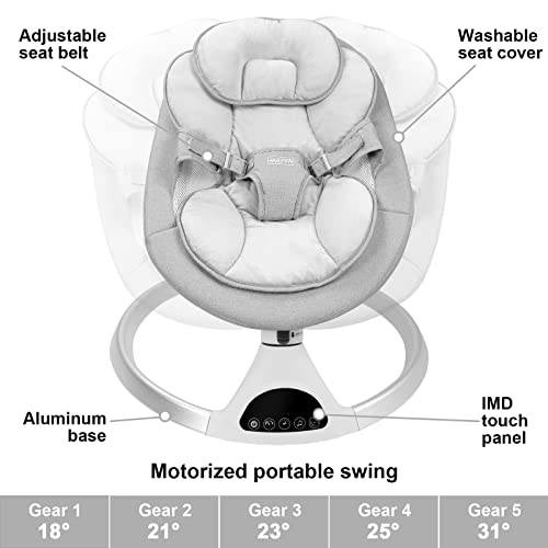 Baby Swings for Infants to Toddler Baby Rocker Baby Bouncer for Baby, Motorized Bluetooth Swing, Music Speaker with 10 Preset Lullabies, Remote Control