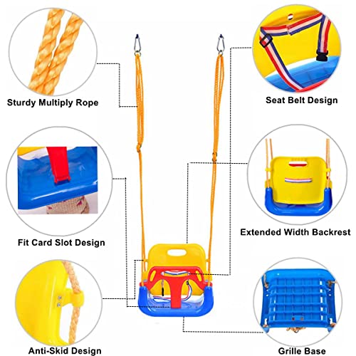 Yangogle 3-in-1 Baby Swing Seat, Toddler Swing, Anti-Flip Snug & Secure Detachable Infants to Teens Kids Swing Seat for Outdoor Indoor Playground